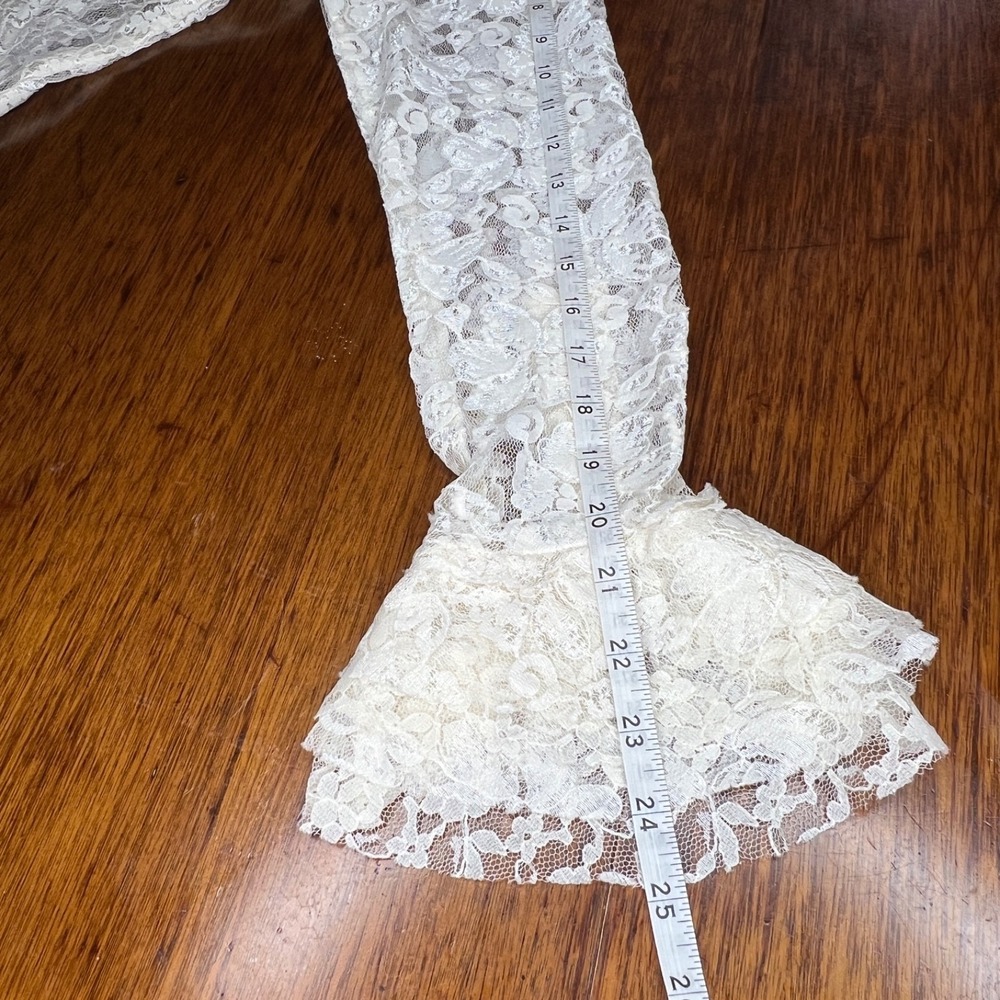 Lace Ruffle Floral Button down rancho estancia M - Picture 10 of 14
